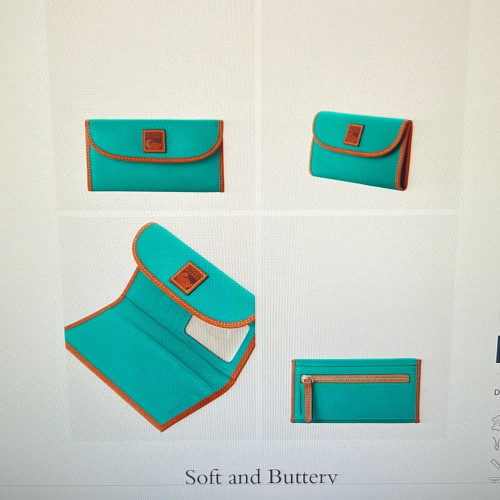 Pebble grain continental clutch- sky blue
